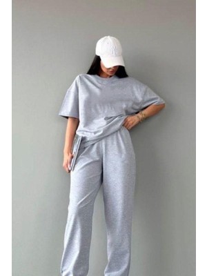 Yakamel Kadın Oversize T-Shirt Ve Pijama Altı
