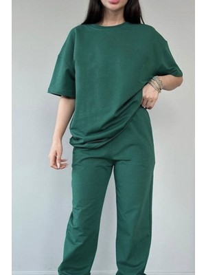 Yakamel Kadın Oversize T-Shirt Ve Pijama Altı