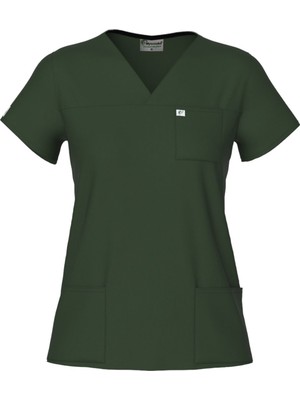 Myscrubs Doktor Hemşire Scrubs Haki Yeşil Forma Üst