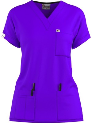 Myscrubs Doktor Hemşire Parlak Mavi Scrubs Forma Üst