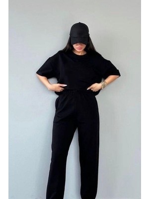Yakamel Kadın Oversize T-Shirt Ve Pijama Altı