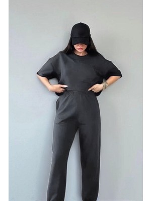 Yakamel Kadın Oversize T-Shirt Ve Pijama Altı