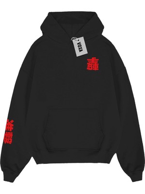 VOXA Oversize Unisex Attack On Titan Hoodie 3 Ip Kalın Içi Polarlı Hoodie