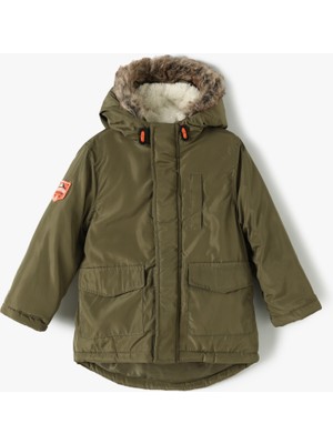 Koton Kapşonlu Mont Içi Suni Kürklü Fermuarlı Cep Detaylı