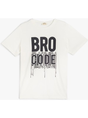 Koton Tişört Slogan Baskılı Kısa Kollu Bisiklet Yaka Pamuklu