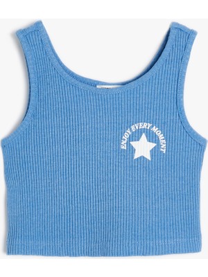 Koton Crop Atlet Baskı Detaylı Ribanalı Kalın Askılı Bisiklet Yaka