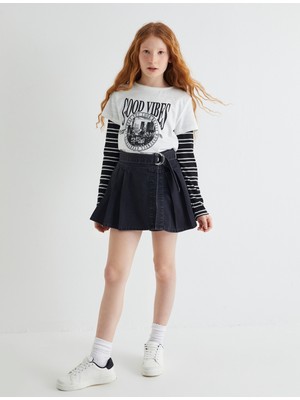 Koton Kot Şort Etek Kemer Detaylı Pamuklu