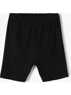 Koton Basic Kısa Tayt Dokulu Beli Lastikli Pamuklu