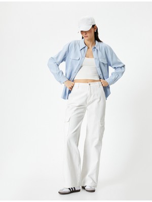 Koton Gömlek Ceket Uzun Kollu Kapaklı Cepli Düğmeli