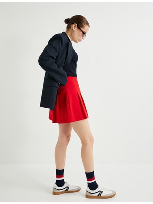 Koton Pileli Mini Etek Yüksek Bel