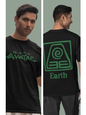 Fuddy Moda Avatar Toprak Krallığı Sırt Baskılı T-Shirt Unisex The Last Airbender Baskılı T-Shirt