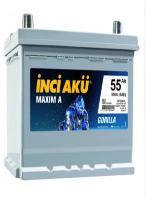 İnci 12 Volt 55 Amper "dar" Tip Tam Kapalı Inci Akü.!! Yeni Üretim.!!