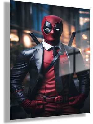 Gaagart Temperli Gerçek Cam Tablo Film Karakteri Deadpool Görseli