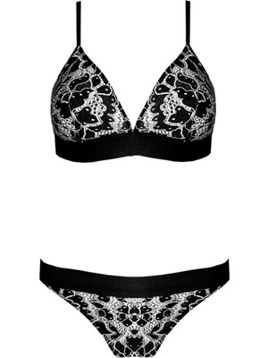 Siyah-beyaz Full Dantel Bralet Strıng Takım Ds20095brt