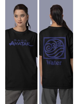 Fuddy Moda Unisex The Last Airbender Baskılı T-Shirt Avatar Su Krallığı Sırt Baskılı T-Shirt