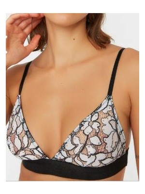 Beyaz-siyah Full Dantel Bralet Strıng Takım Ds20095brt