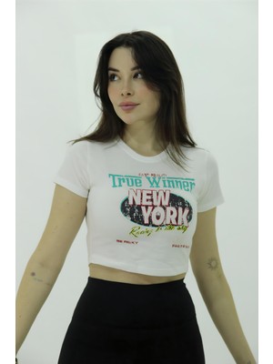 Setuland 90's Eskitme Baskılı Crop T-Shirt