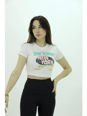 Setuland 90's Eskitme Baskılı Crop T-Shirt