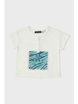 Tyess Bg Store Erkek Bebek Beyaz T-Shirt %100 Pamuklu Kumaş Standart Kol Regular Fit Tasarım