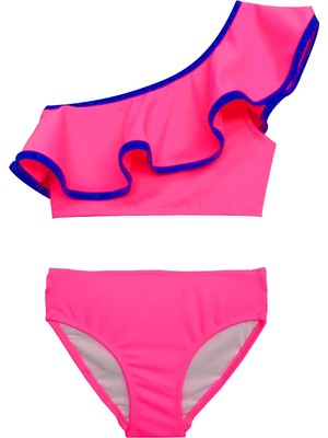 Fuşya mor biyeli kız çocuk bikini takım DB200621BT