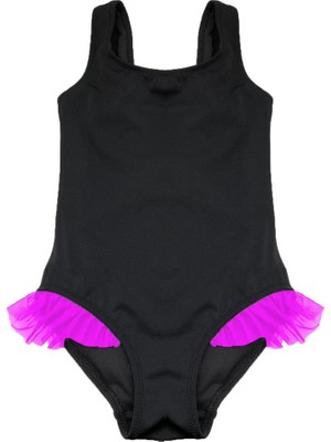 Deep Beach SİYAH PEMBE FIRFIR DETAYLI KIZ ÇOCUK MAYO DB200618CM