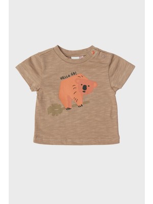 Layette Bg Store Erkek Bebek Bej T-Shirt