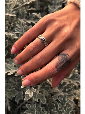 CAPO By Aytaç Yamaç Kutup Yıldızı Alyans Modeli Ayarlanabilir Eskitme Gümüş Kaplama Yüzük