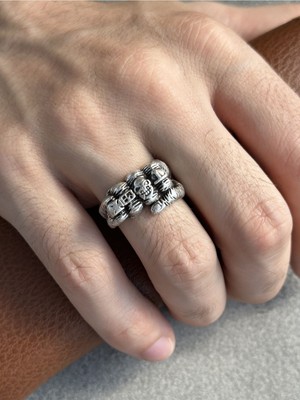 CAPO By Aytaç Yamaç Hip Hop Yumruk Ayarlanabilir Eskitme Gümüş Kaplama Yüzük Erkek Yüzük B531