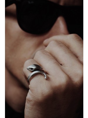 CAPO By Aytaç Yamaç Minimal Serçe Parmak Yılan Erkek Yüzük Ayarlanabilir