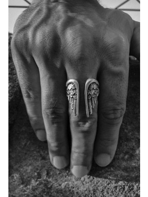 CAPO By Aytaç Yamaç Lucifer Melek Figürlü Motorcu Motorcu Ayarlanabilir Erkek Yüzük