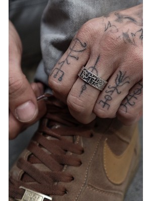 CAPO By Aytaç Yamaç Truth Ayarlanabilir Eskitme Gümüş Kaplama Yüzük