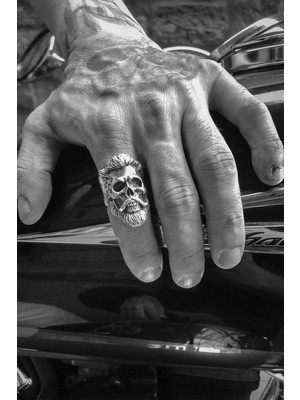 CAPO By Aytaç Yamaç Motorcu Gotik Punk Yaşlı Kurukafa Ayarlanabilir Erkek Yüzük