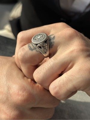 CAPO By Aytaç Yamaç Osmanlı Motifli Işlemeli Kartal Model Erkek Yüzük Ayarlanabilir Ölçülü B534