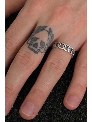 CAPO By Aytaç Yamaç Halka Zincir Ayarlanabilir Eskitme Gümüş Kaplama Yüzük