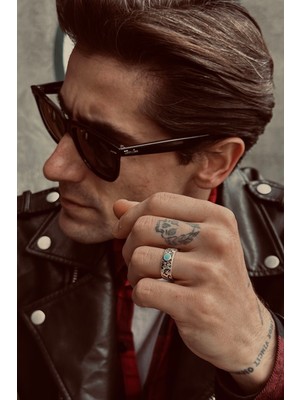 CAPO By Aytaç Yamaç Oldschool Mineli Alyans Modeli Ayarlanabilir Gümüş Kaplama Yüzük C315