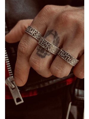 CAPO By Aytaç Yamaç Never Fear Truth 3'lü Ayarlanabilir Gümüş Kaplama Yüzük Seti