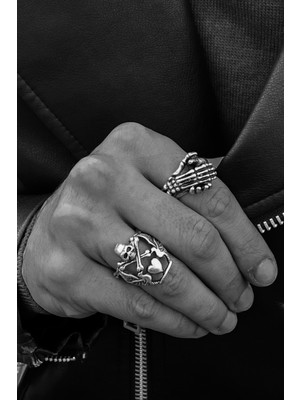 CAPO By Aytaç Yamaç Oldschool Kurukafa - Iskelet El Ikili Ayarlanabilir Eskitme Yüzük Seti