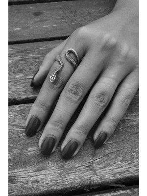 CAPO By Aytaç Yamaç Antik Yılan Figürlü Gümüş Kaplama Ayarlanabilir Yüzük