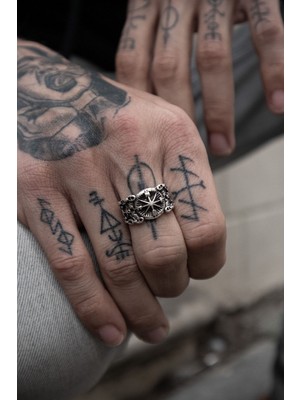 CAPO By Aytaç Yamaç Oldschool Pusula Denizci Ayarlanabilir Gümüş Kaplama Yüzük