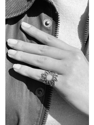 CAPO By Aytaç Yamaç Antik Güneş Figürlü Ayarlanabilir Eskitme Gümüş Kaplama Yüzük