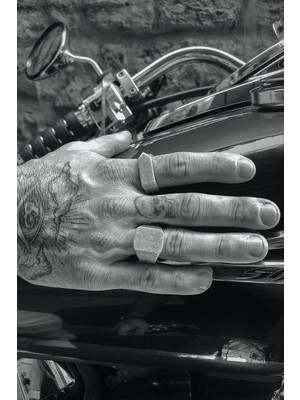 CAPO By Aytaç Yamaç Eskitme Geometrik Erkek Ikili Mühür Yüzük Set