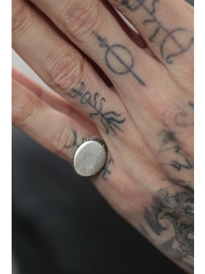 CAPO By Aytaç Yamaç Kenarı Desenli Oval Mühür Yüzük Ayarlanabilir Ölçülü