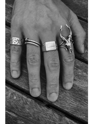 CAPO By Aytaç Yamaç Antik-Çivi-Kare Mühür-Kurukafa Impala Dörtlü Ayarlanabilir Yüzük Seti