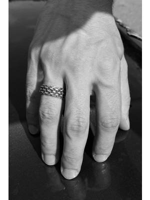 CAPO By Aytaç Yamaç Hasır Örgü Alyans Gümüş Kaplama Yüzük Ayarlanabilir