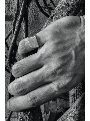 CAPO By Aytaç Yamaç Üstü Düz Kare Ayarlanabilir Serçe Parmak Yüzük B228