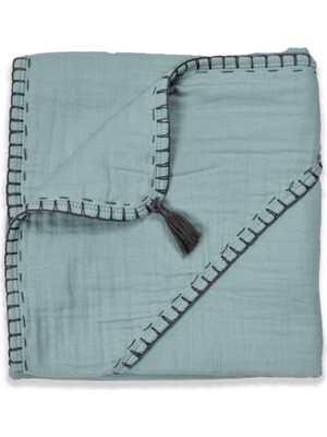 Cigit Çift Kat El Işi Müslin Üçgen Havlu (Yıkanmıştır) 75X75 cm Mint Yeşil