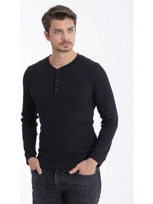 Erdem İç Giyim Siyah Düğmeli Kaşkorse Uzun Kollu T-Shirt Fanila 1126 Siyah S 275097