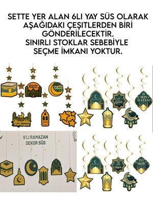 Tekno Trust Turuncu LED Işık Hoşgeldin Ramazan Gold Banner Yazı Iyi Bayramlar 6'lı Tavan Süs Ramazan Oda Süslem