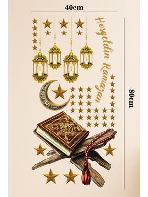 Tekno Trust 5+ Hoşgeldin Ramazan Ay Yıldız Set Sticker Bebek / Çocuk Odası Çok Renkli