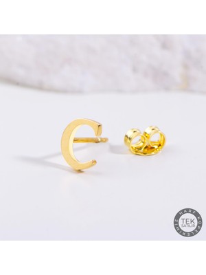 goldkupe 14 Ayar Altın C Harf Küpe 0,45 gr